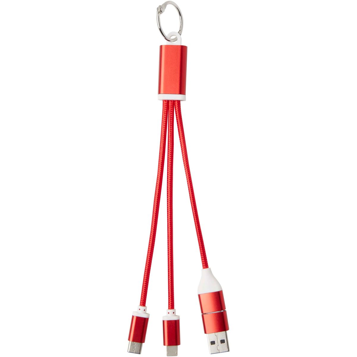 Cavi di ricarica 4 in 1 con portachiavi, 10 W, in alluminio riciclato