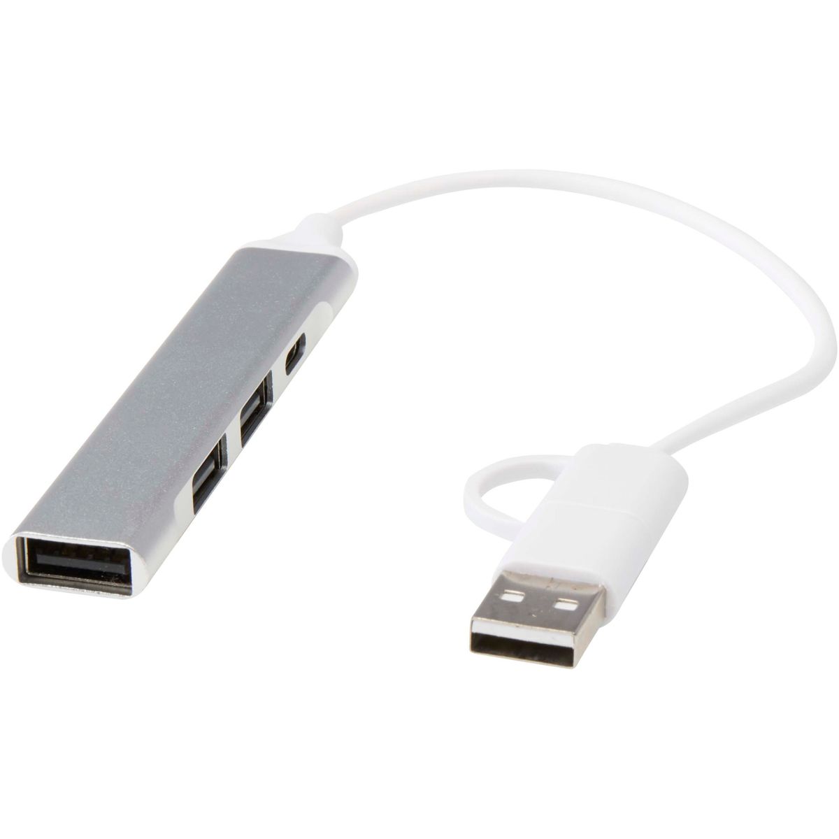 Hub USB a 4 porte con doppio ingresso in alluminio riciclato