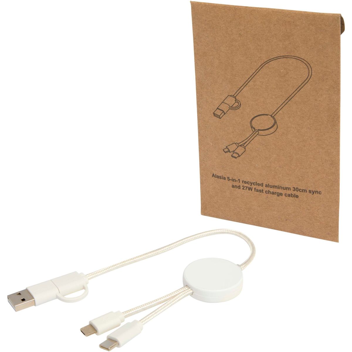 Cavi di ricarica rapida 5 in 1 da 30 cm, 27 W, in plastica riciclata