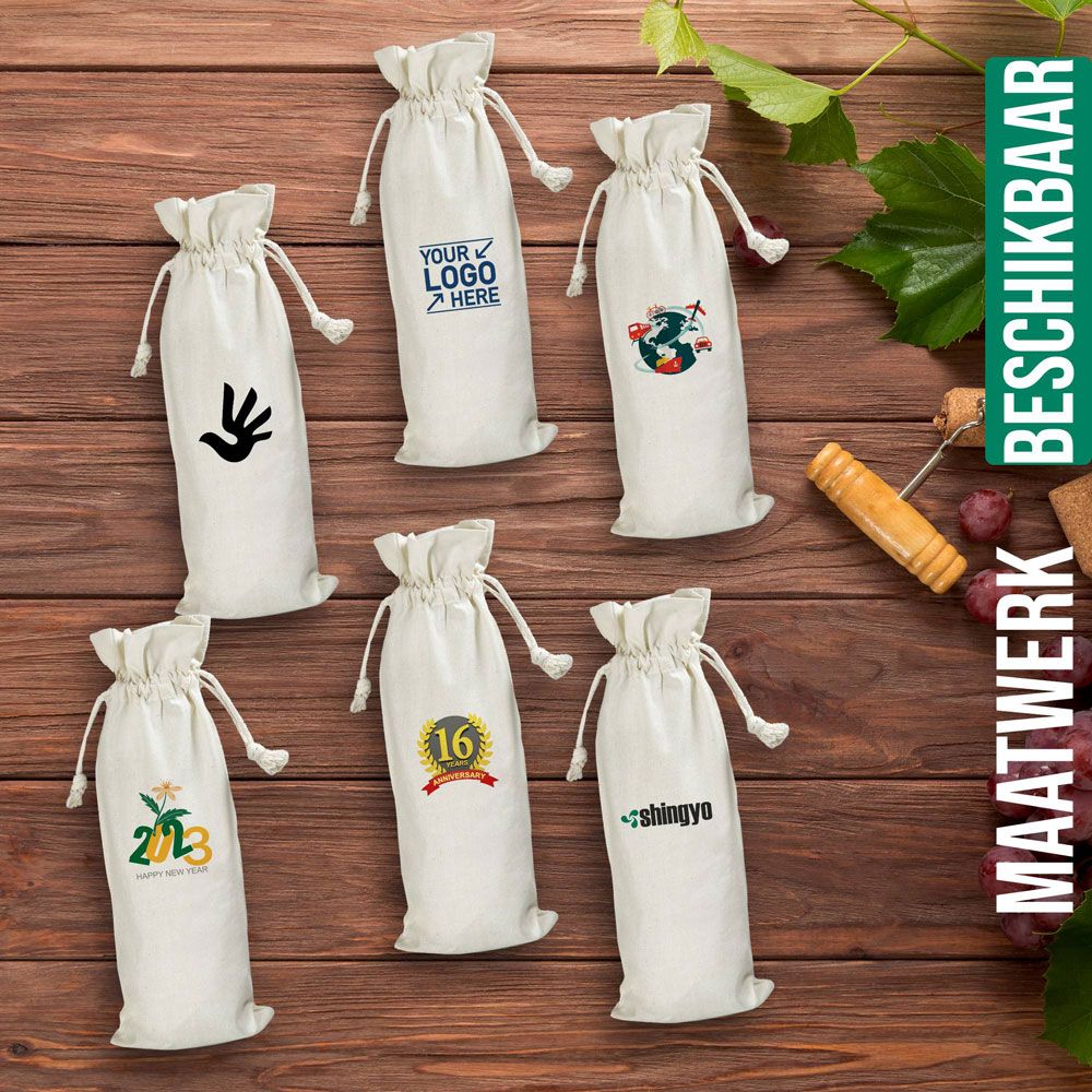 50 pezzi Borsa per Vino in Cotone Ecologico 15x38cm