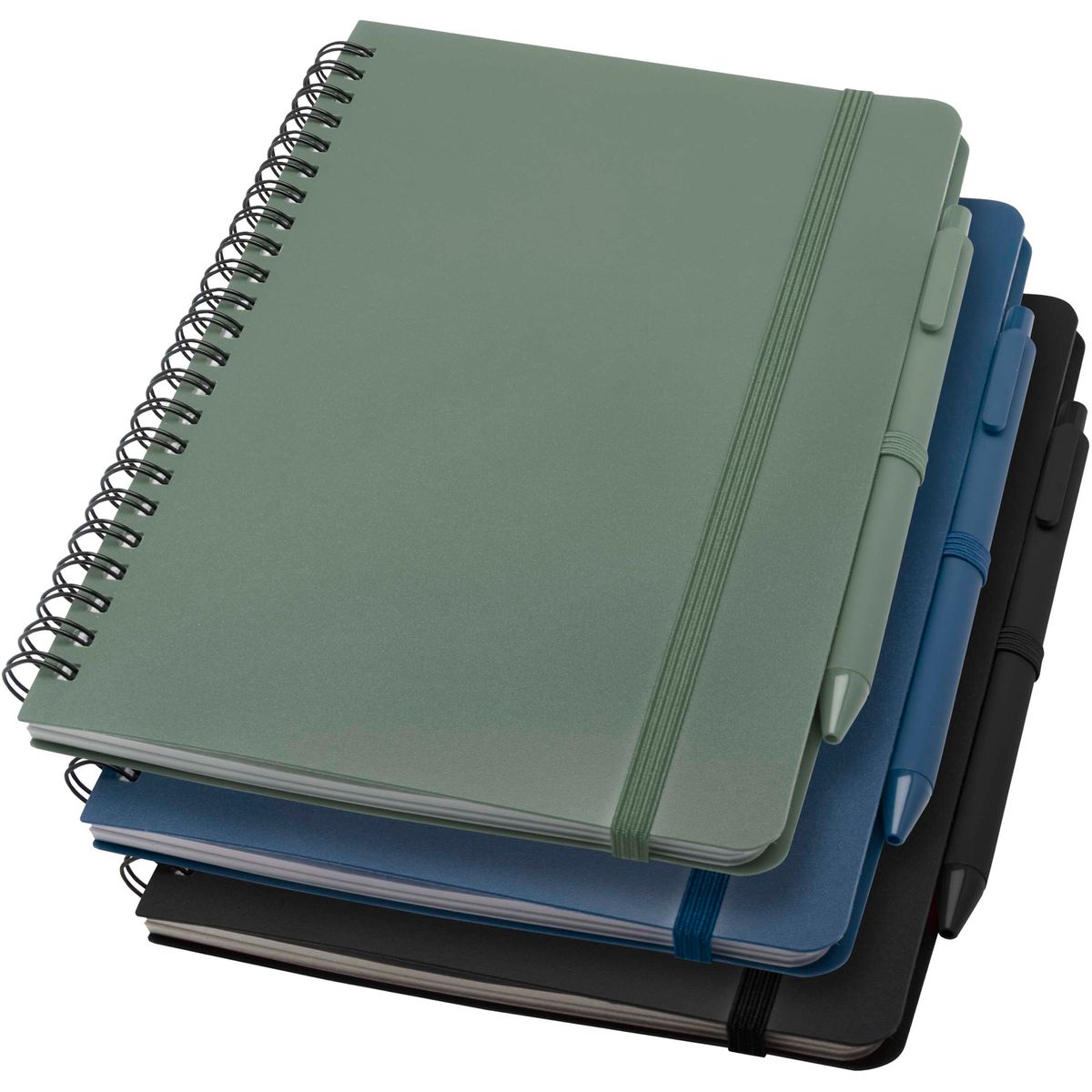 Taccuini A5 con copertina rigida in plastica ocean-bound e penna a sfera