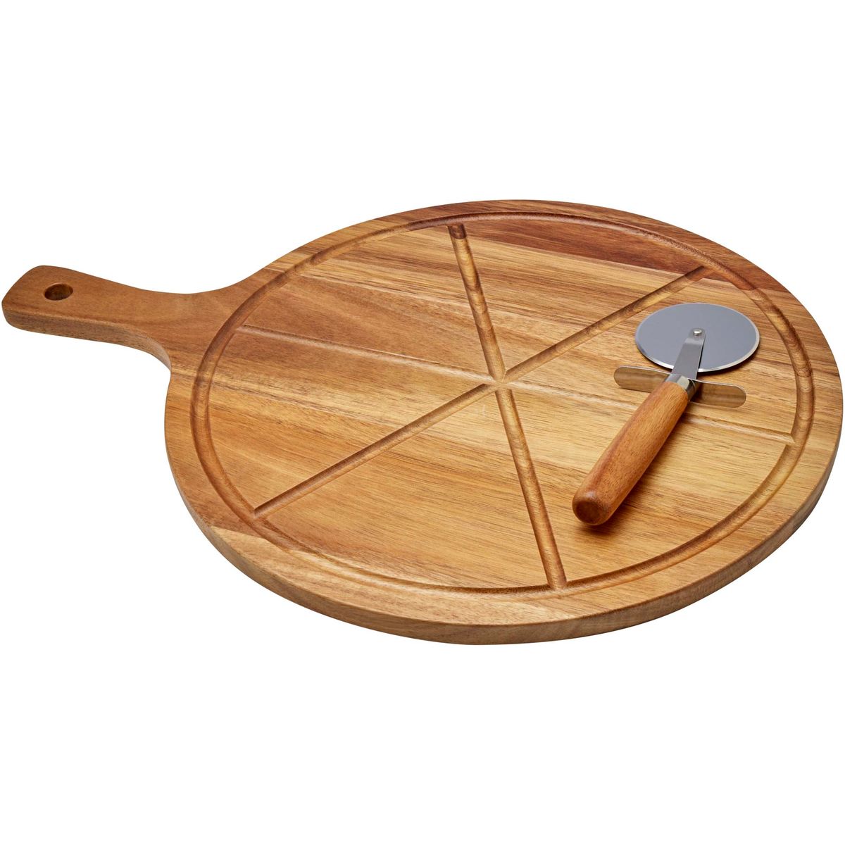 Taglieri per pizza in legno di acacia con rotella tagliapizza