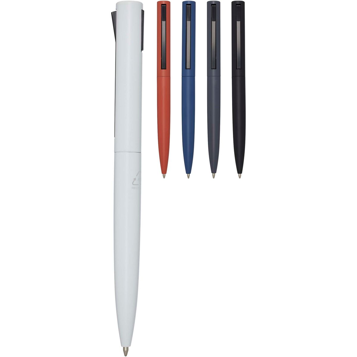 Penne a sfera in alluminio riciclato con clip ribaltabile, inchiostro blu