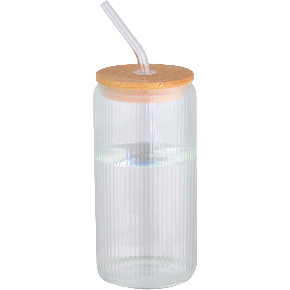 Borracce in vetro borosilicato con cannuccia in vetro e coperchio in bambù