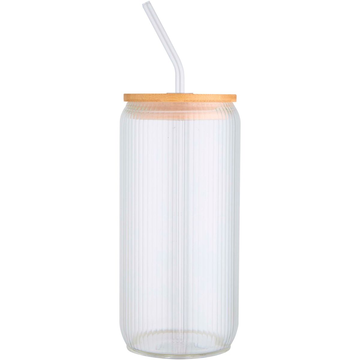 Borracce in vetro borosilicato con cannuccia in vetro e coperchio in bambù