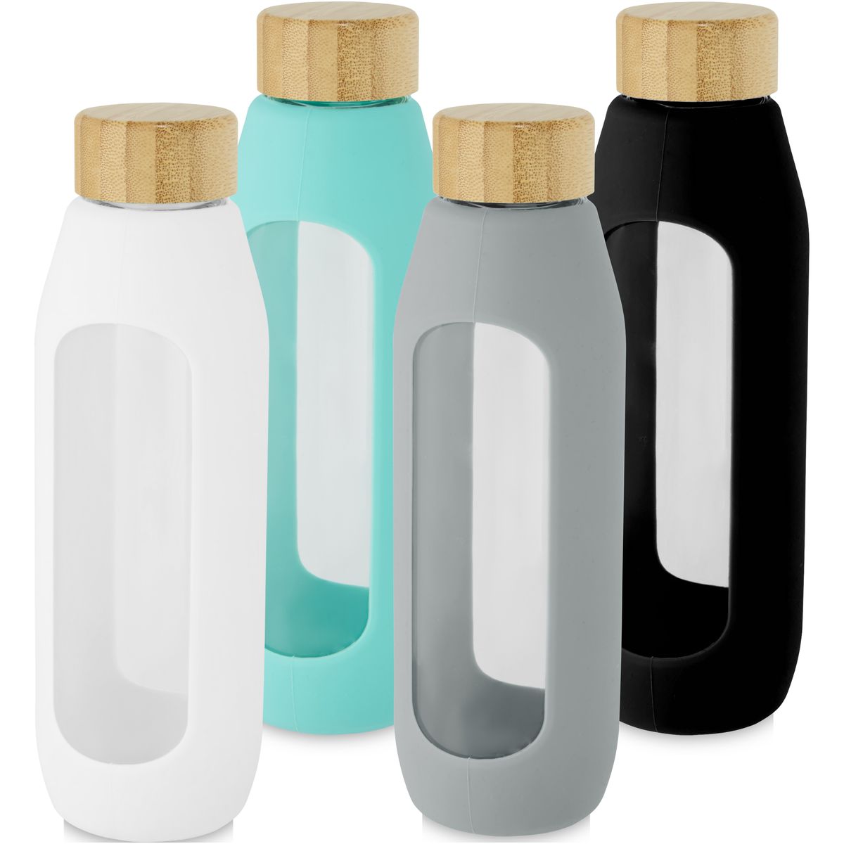 Borracce in vetro borosilicato da 600 ml con impugnatura in silicone
