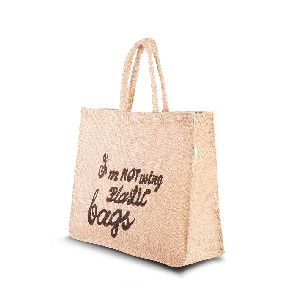 10 pezzi Borsa di Juta Slogan 38x47x15cm