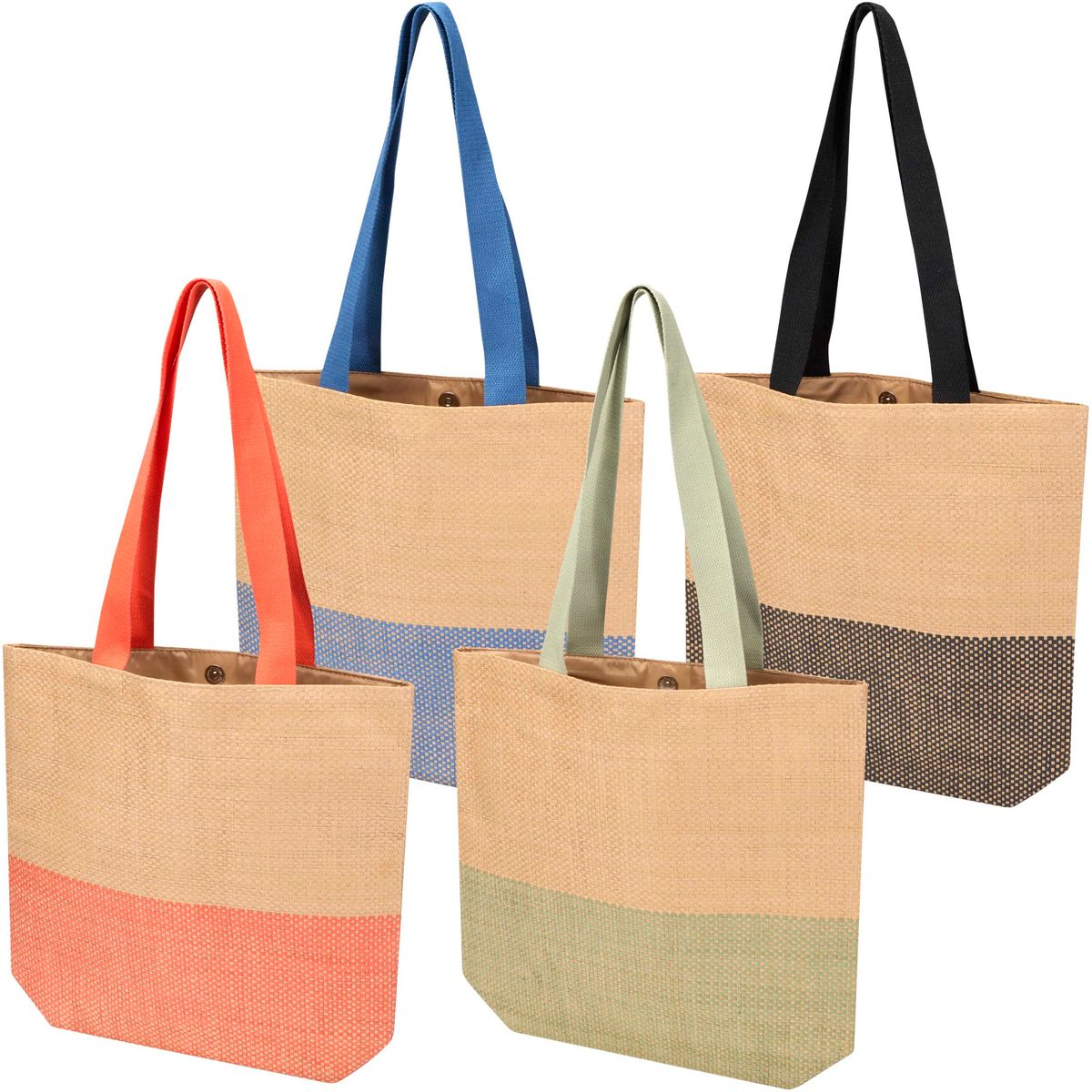 Shopper in paglia di carta intrecciata con bottone magnetico, 10 litri