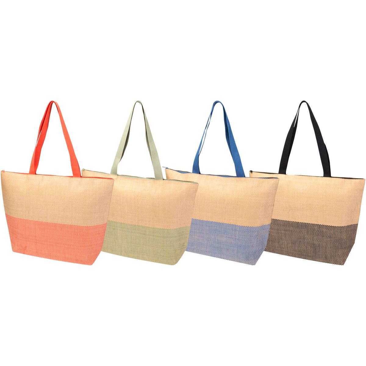 Shopper in paglia di carta intrecciata con zip, 21 litri