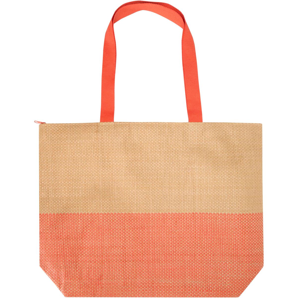 Shopper in paglia di carta intrecciata con zip, 21 litri