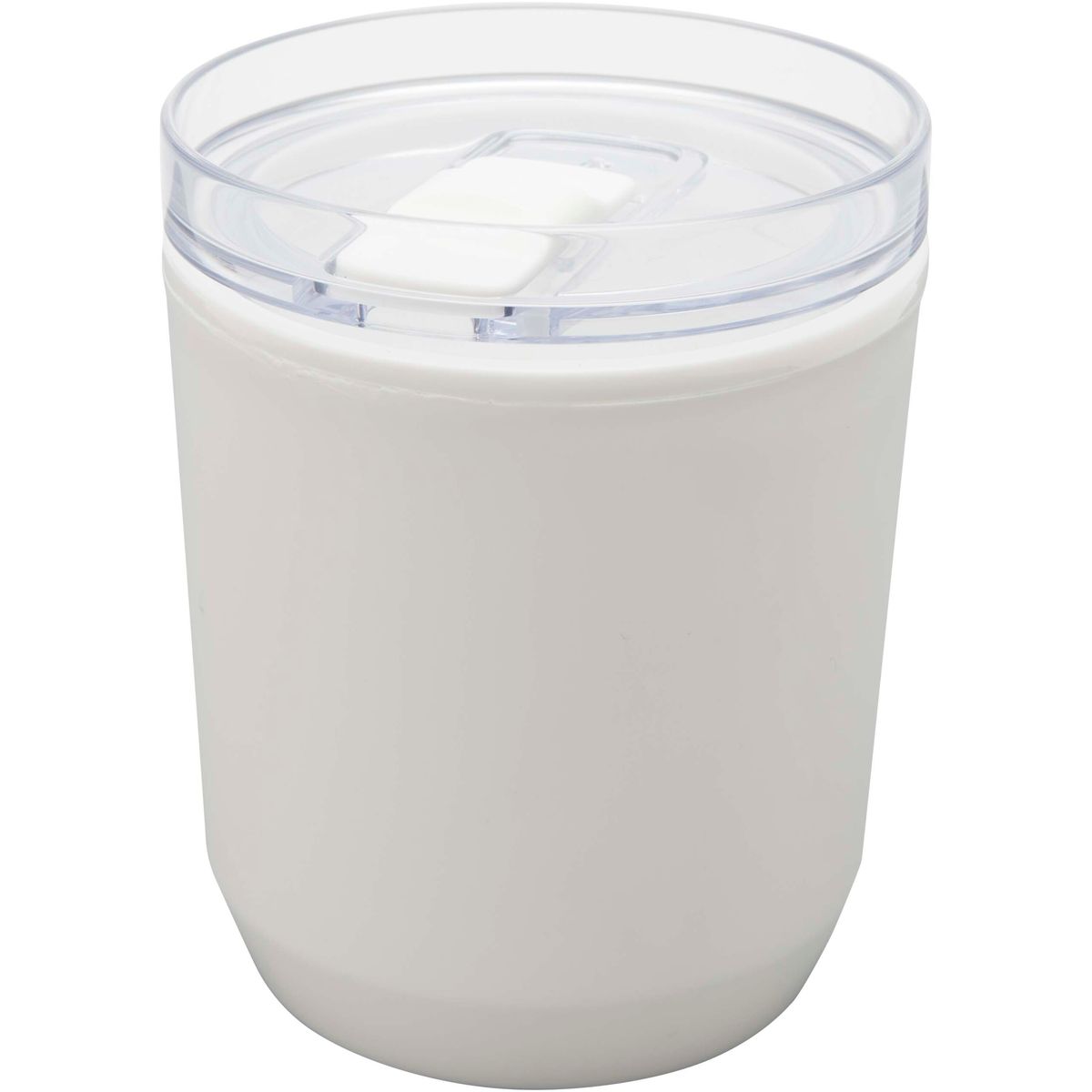 Bicchieri a doppia parete da 180 ml in plastica riciclata con coperchio scorrevole