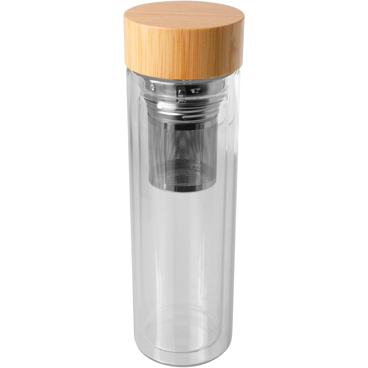 Borracce per infusi in vetro a doppia parete da 400 ml con coperchio in bambù
