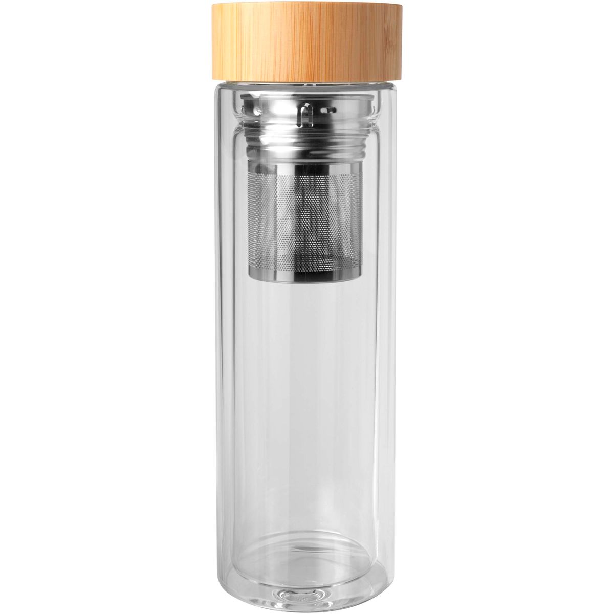 Borracce per infusi in vetro a doppia parete da 400 ml con coperchio in bambù