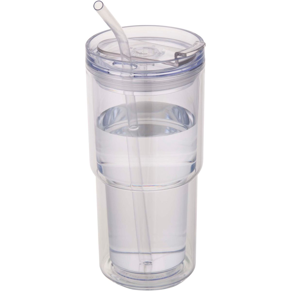 Bicchieri in plastica a doppia parete da 480 ml con cannuccia