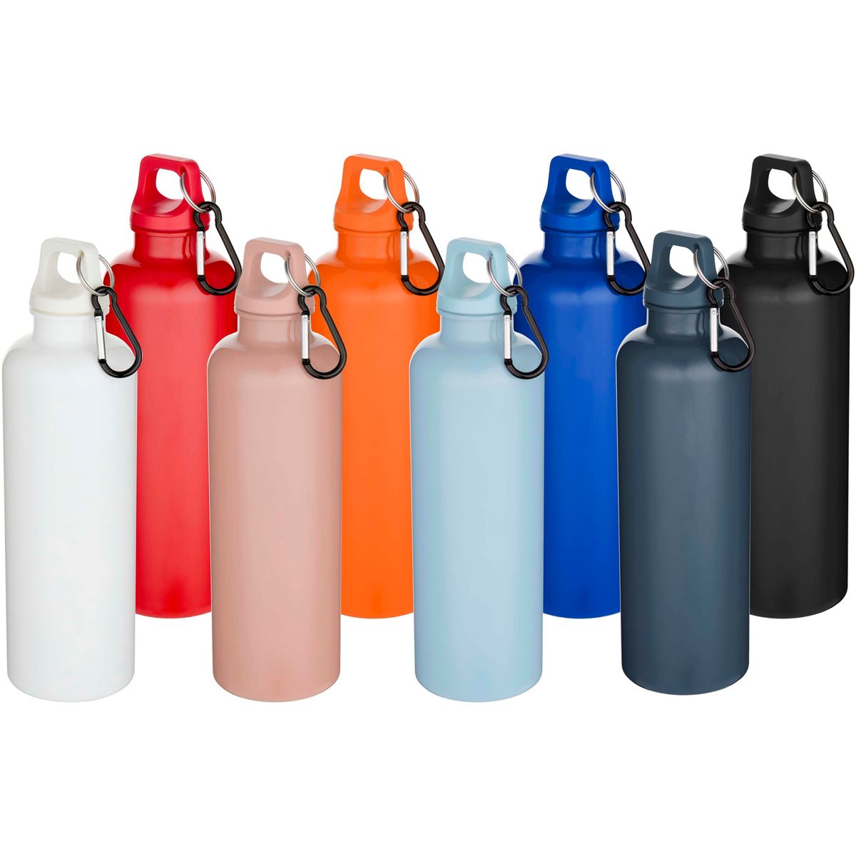 Borracce in tinta unita in PET riciclato da 750 ml con moschettone