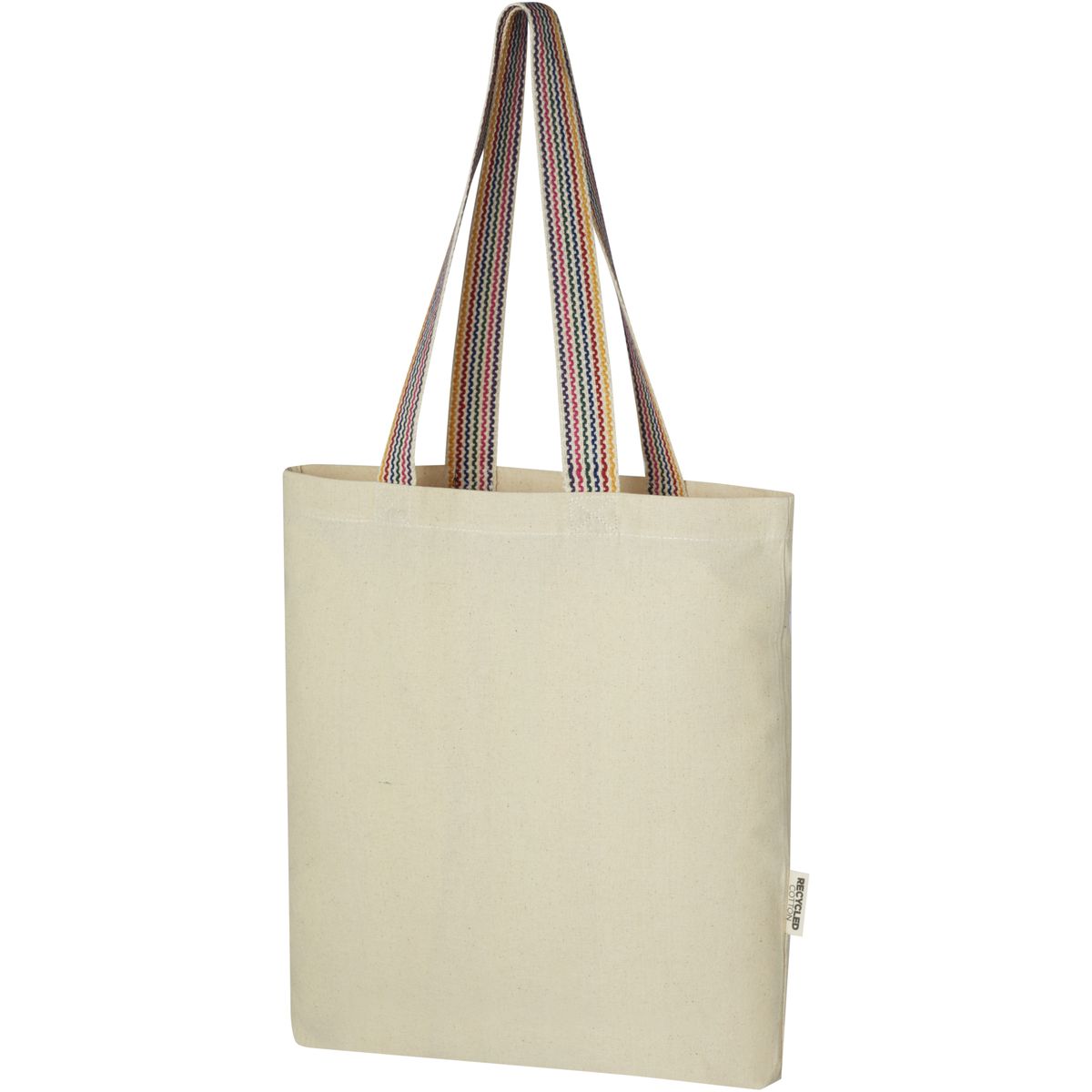 Shopper riciclate con manici arcobaleno, 180 g/m², 5 litri