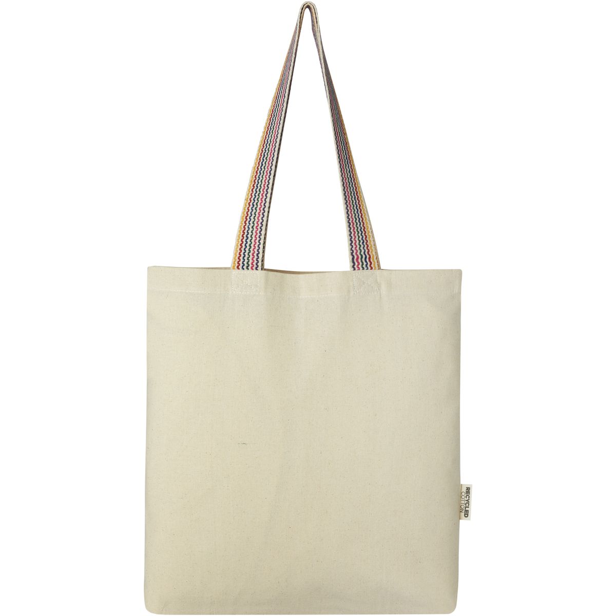 Shopper riciclate con manici arcobaleno, 180 g/m², 5 litri