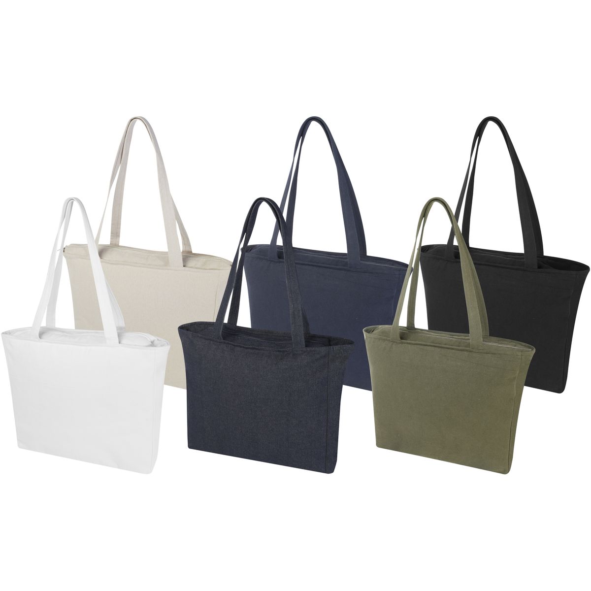 Shopper riciclate con zip, 500 g/m²