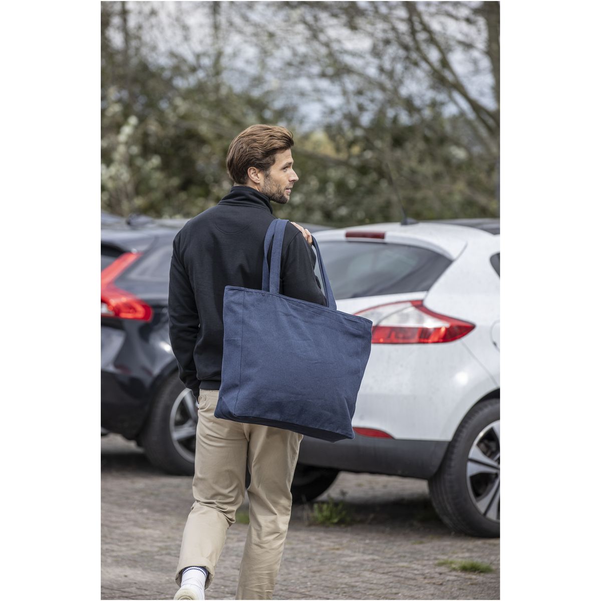 Shopper riciclate con zip, 500 g/m²
