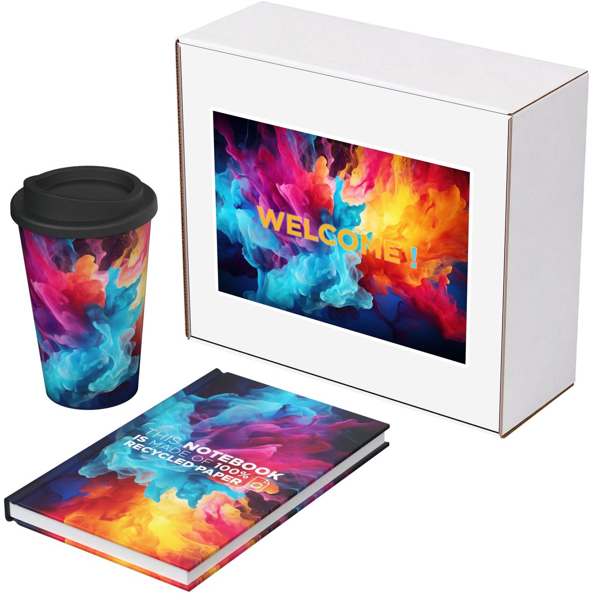 Set regalo riciclati con tazza e taccuino A5 con copertina rigida