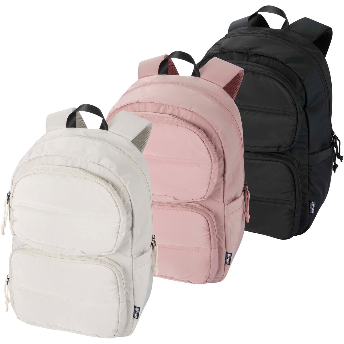 Zaini porta PC riciclati in stile puffer, 15,6 pollici, 18 litri