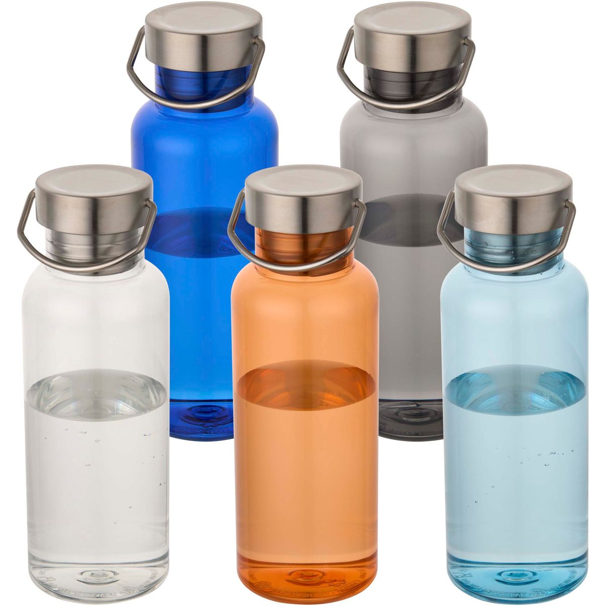 Borracce in PET riciclato da 600 ml con tappo a vite in acciaio inox
