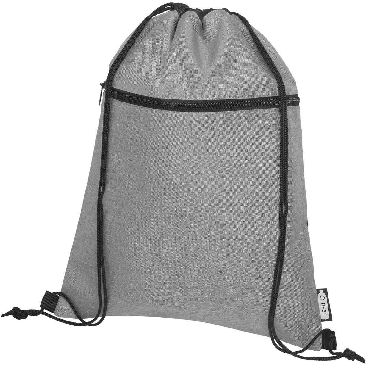 Sacche con coulisse riciclate con tasca a zip, 5 litri