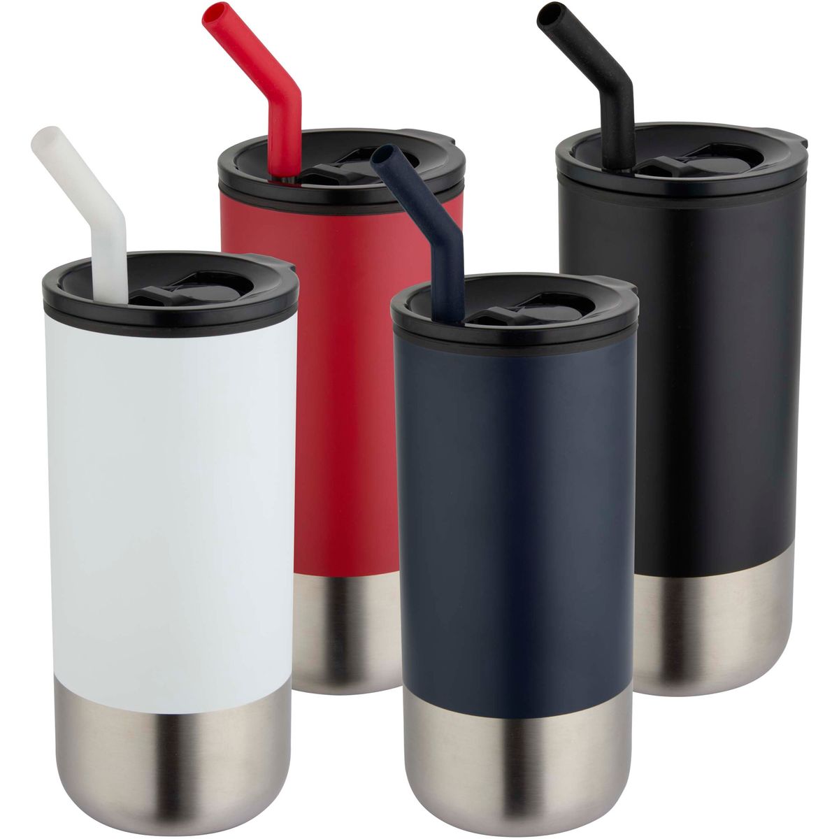 Tazze termiche in acciaio inox riciclato con cannuccia in acciaio inox