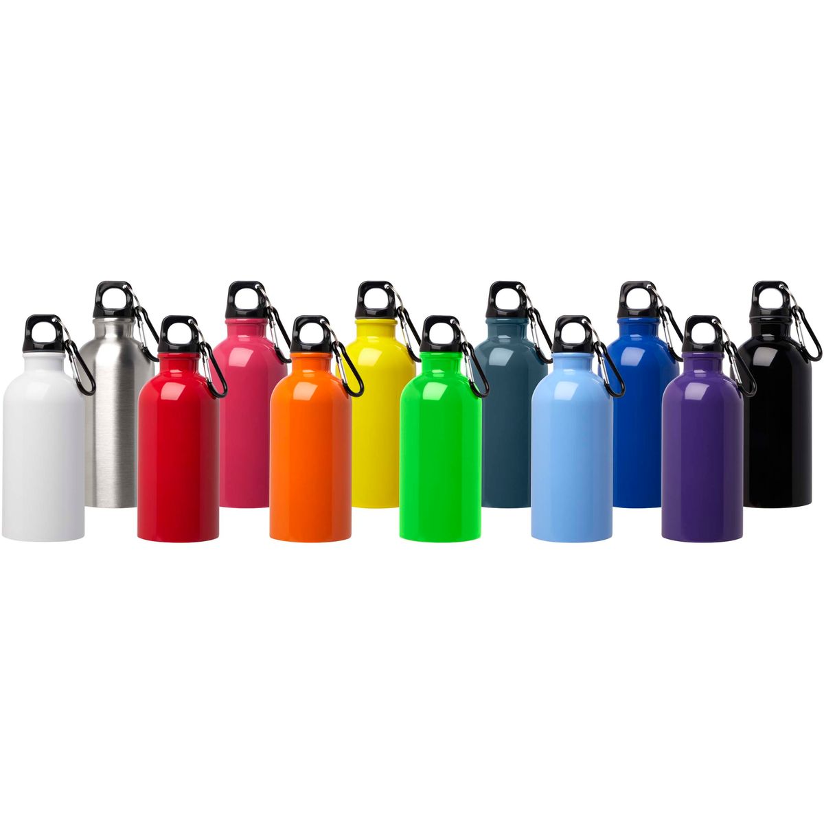 Borracce in acciaio inox riciclato da 400 ml con moschettone