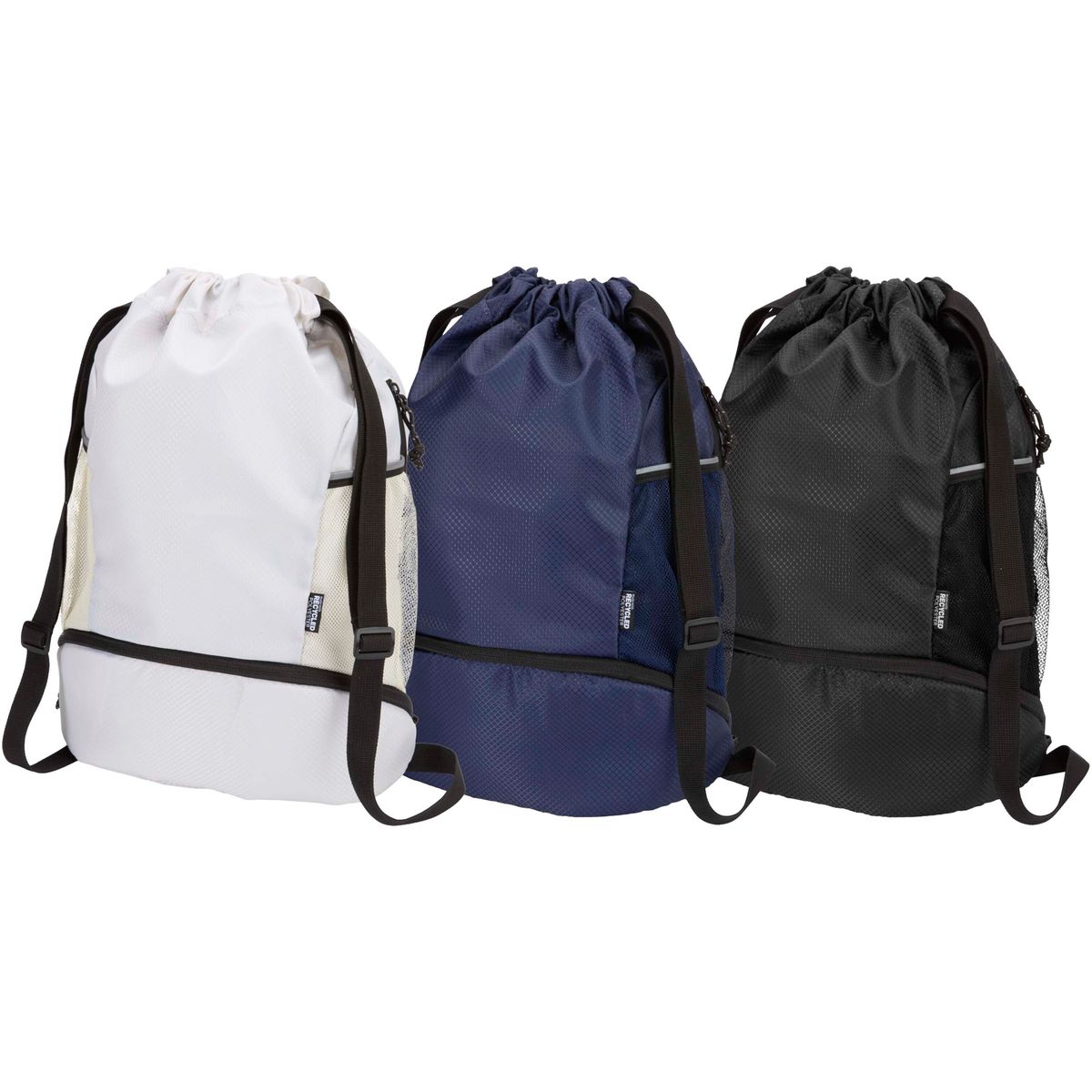 Borse sportive riciclate con coulisse e scomparto inferiore, 18 litri