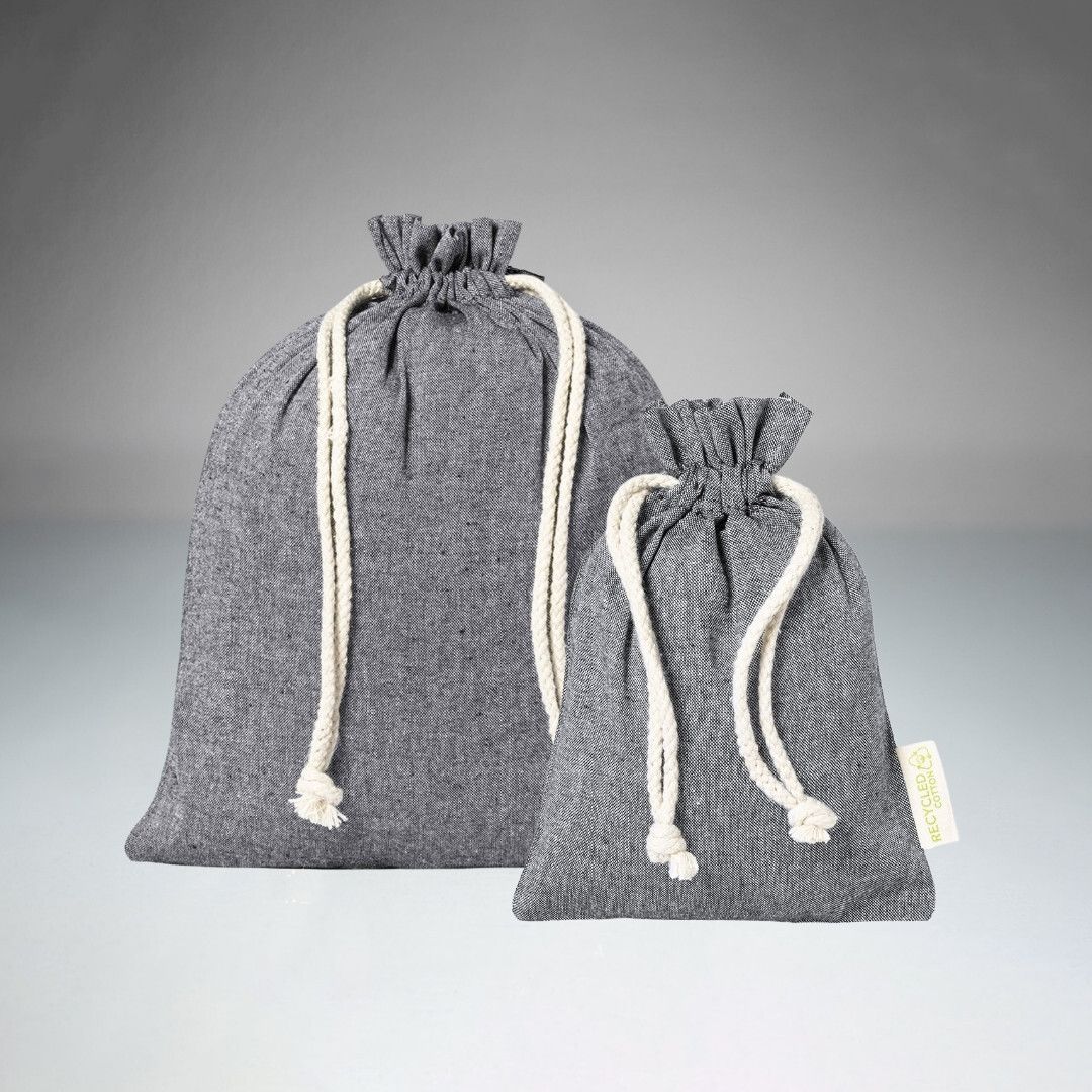 Sacchetti con Coulisse in Cotone Grigio Riciclato 120 gr/m2