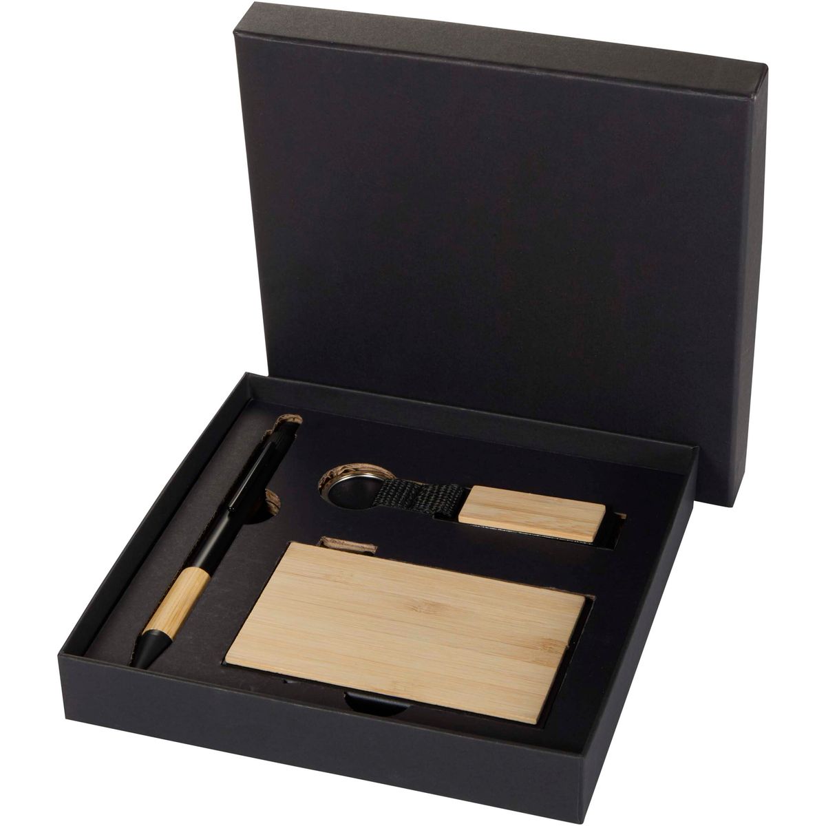 Set regalo con penna a sfera, portachiavi e portacarte RFID