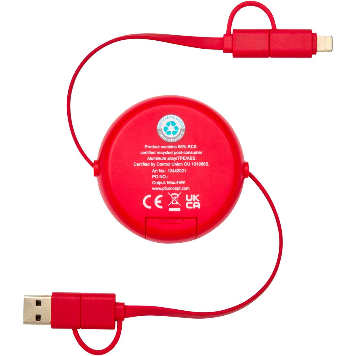 Cavi di ricarica rapida 5 in 1 retrattili da 100 cm, 45 W, con dettaglio in alluminio