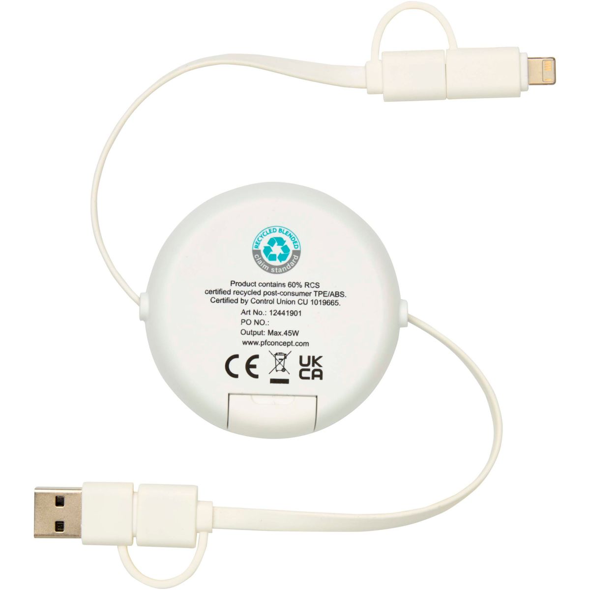 Cavi di ricarica rapida 5 in 1 retrattili da 100 cm, 45 W, con dettagli in bambù