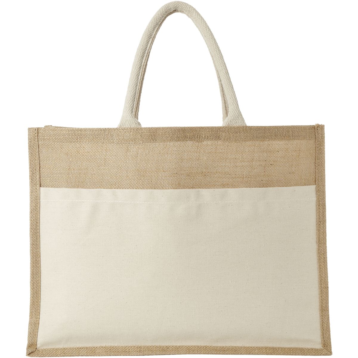 Shopper in juta con tasca frontale in cotone, 18 litri