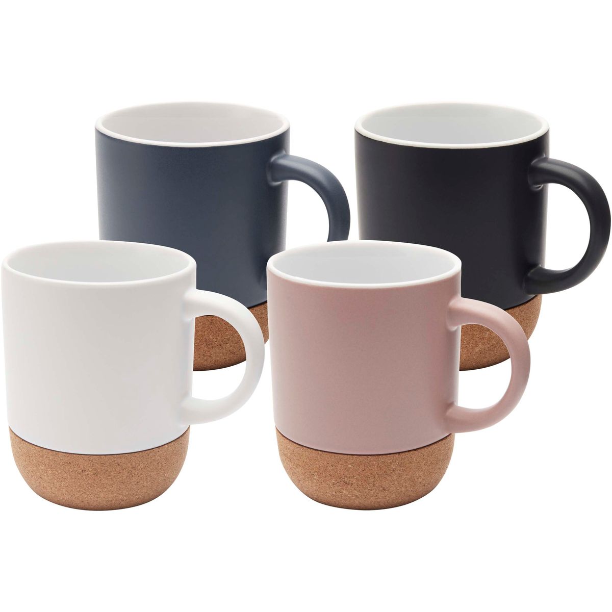 Tazze in ceramica da 300 ml con dettaglio in sughero e finitura opaca