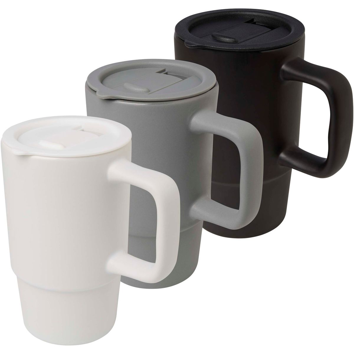 Tazze in ceramica da 450 ml con coperchio antigoccia in plastica