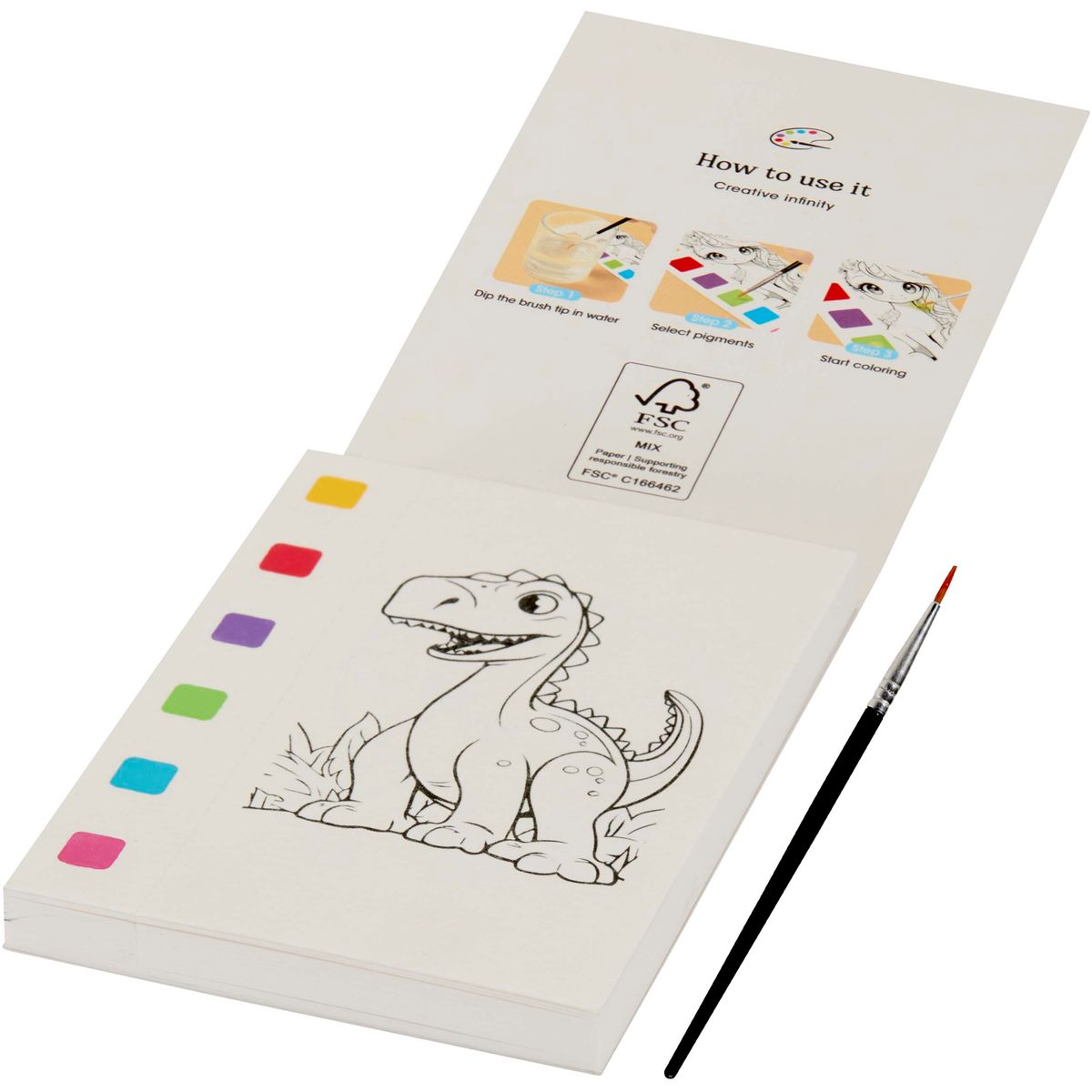 Libri da colorare con tavolozza di colori e pennello ad acqua, 20 fogli