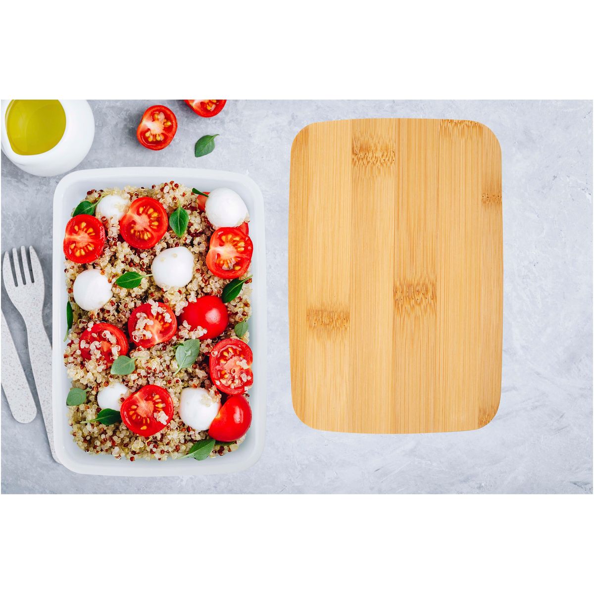 Portapranzo da 500 ml in plastica riciclata e bambù