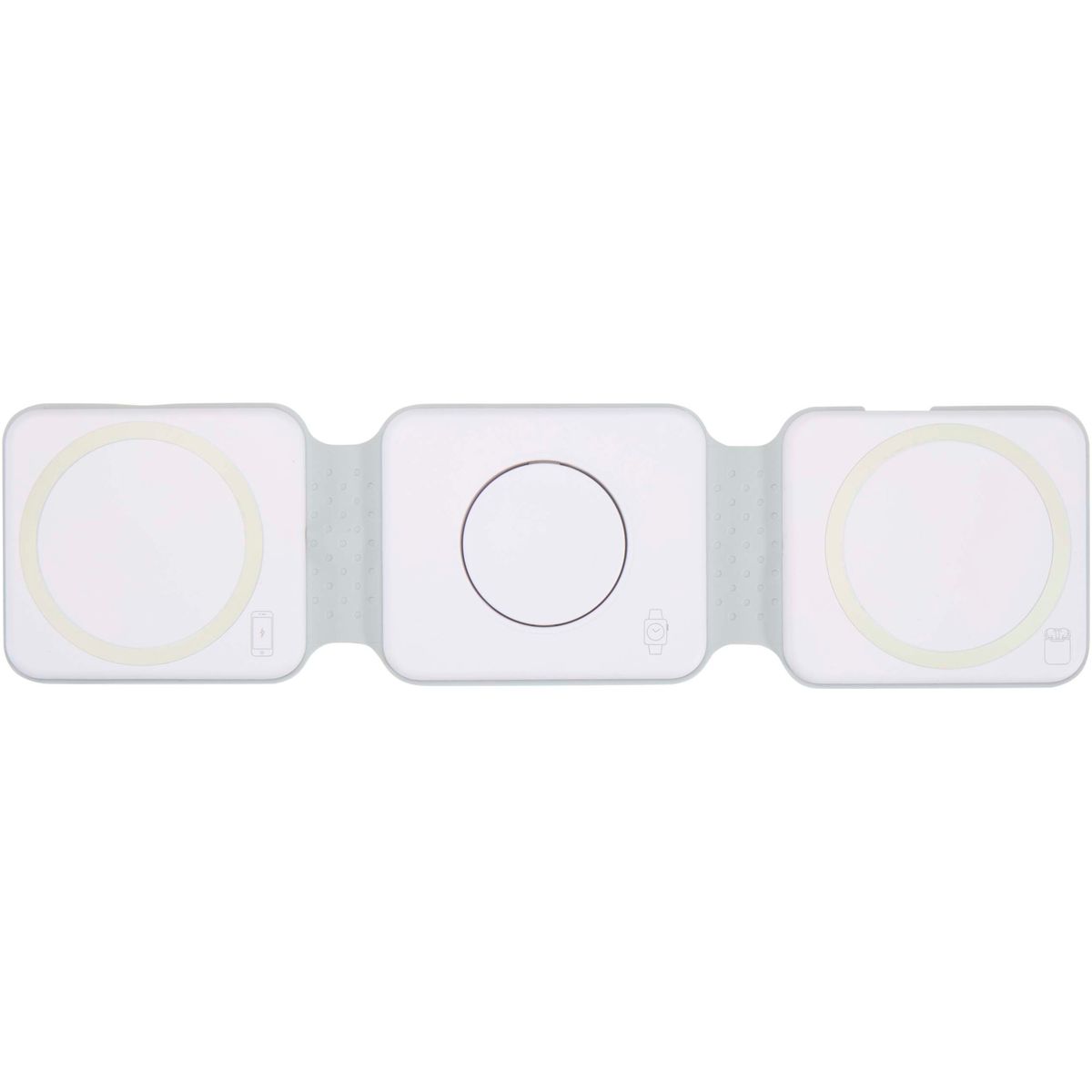 Caricabatterie wireless 3 in 1 pieghevoli da 15 W in plastica riciclata