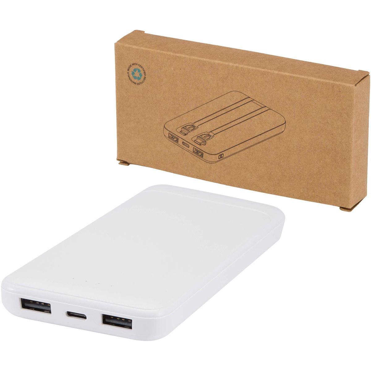 Power bank da 10.000 mAh, 10 W, con 2 cavi integrati