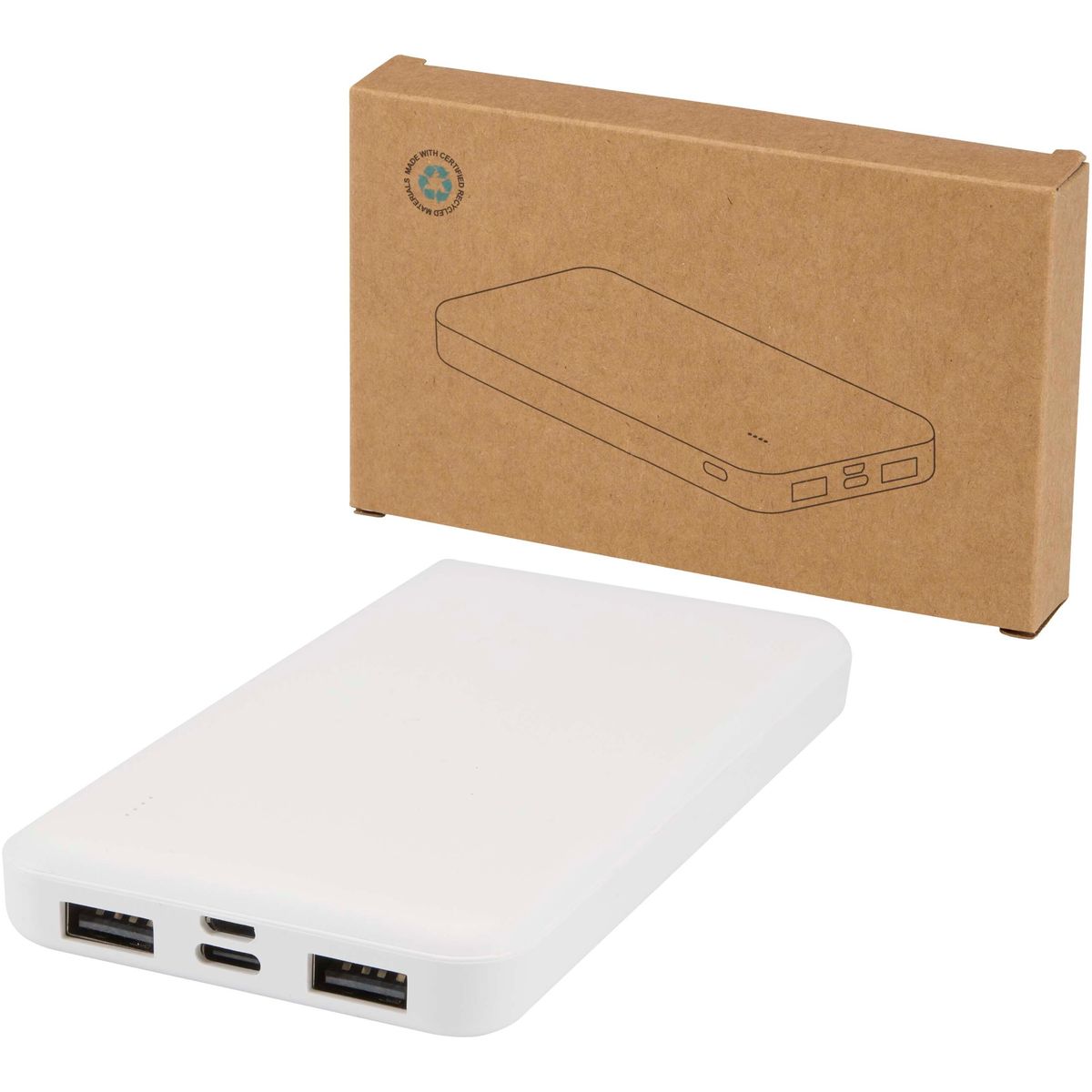 Power bank da 10.000 mAh, 10 W, in plastica riciclata