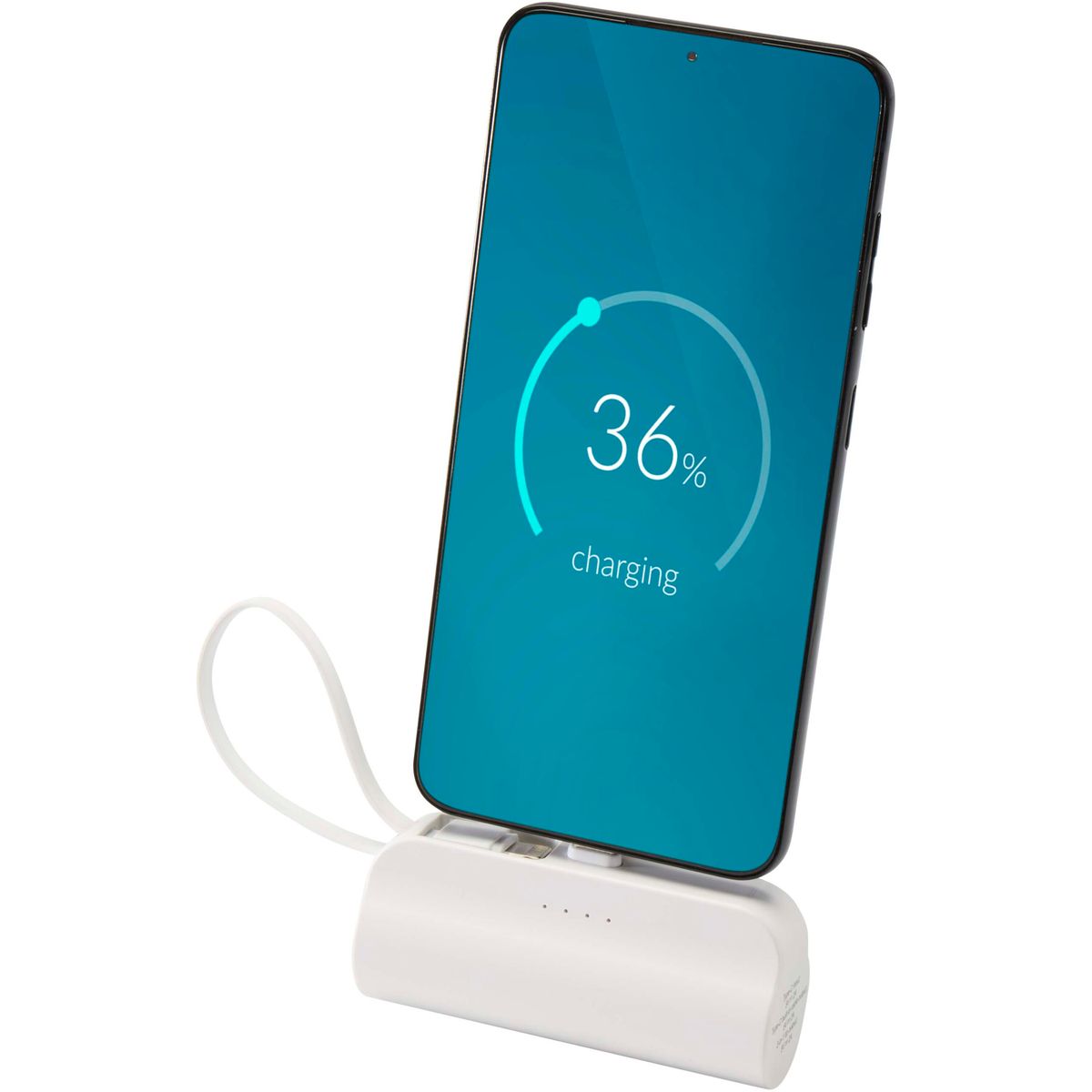Power bank da 5000 mAh con supporto pieghevole e cavo 2 in 1
