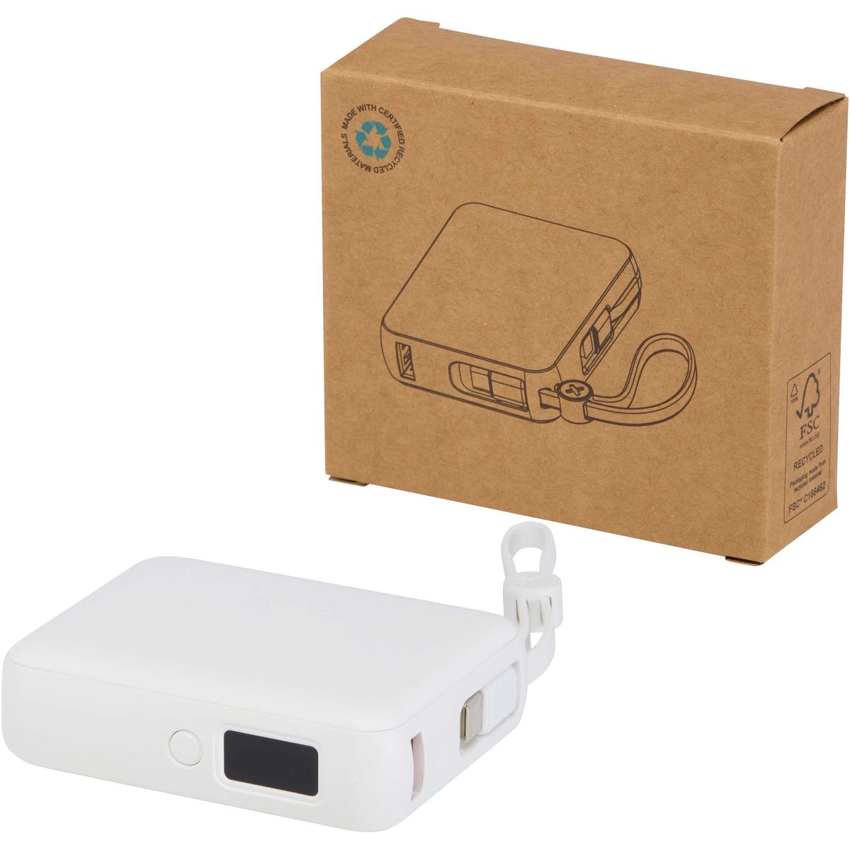 Power bank per tablet da 10.000 mAh, 35 W, con cavi integrati