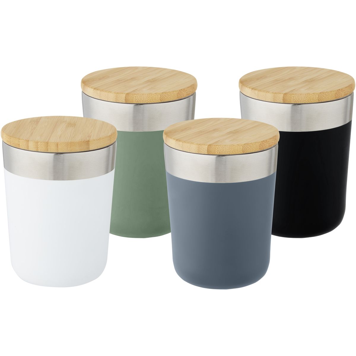 Tazze termiche in acciaio inox da 330 ml con isolamento sottovuoto in rame e coperchio in bambù