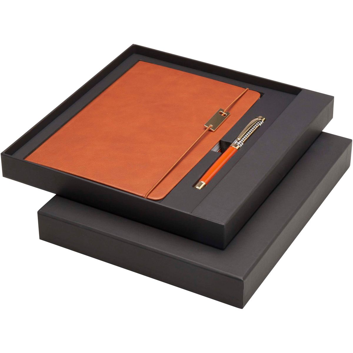 Set con taccuino A5 e penna roller in scatola regalo riciclata