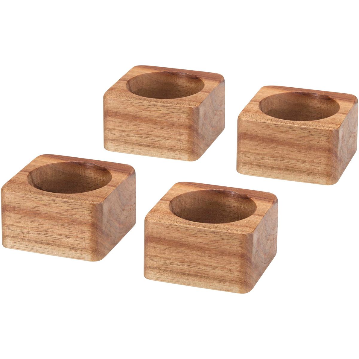 Set di 4 anelli portatovagliolo in legno di acacia