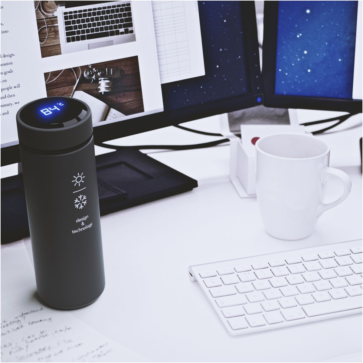 Borracce smart isolate in acciaio inox da 450 ml con sensore di temperatura