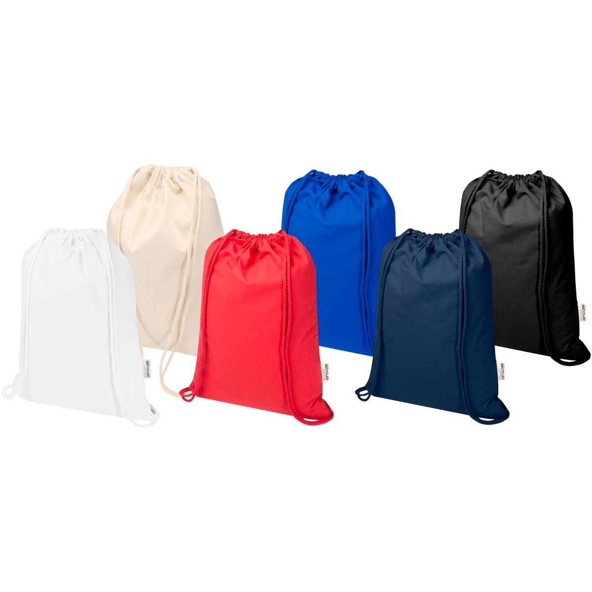 Sacche con coulisse in cotone e poliestere riciclati, 180 g/m²