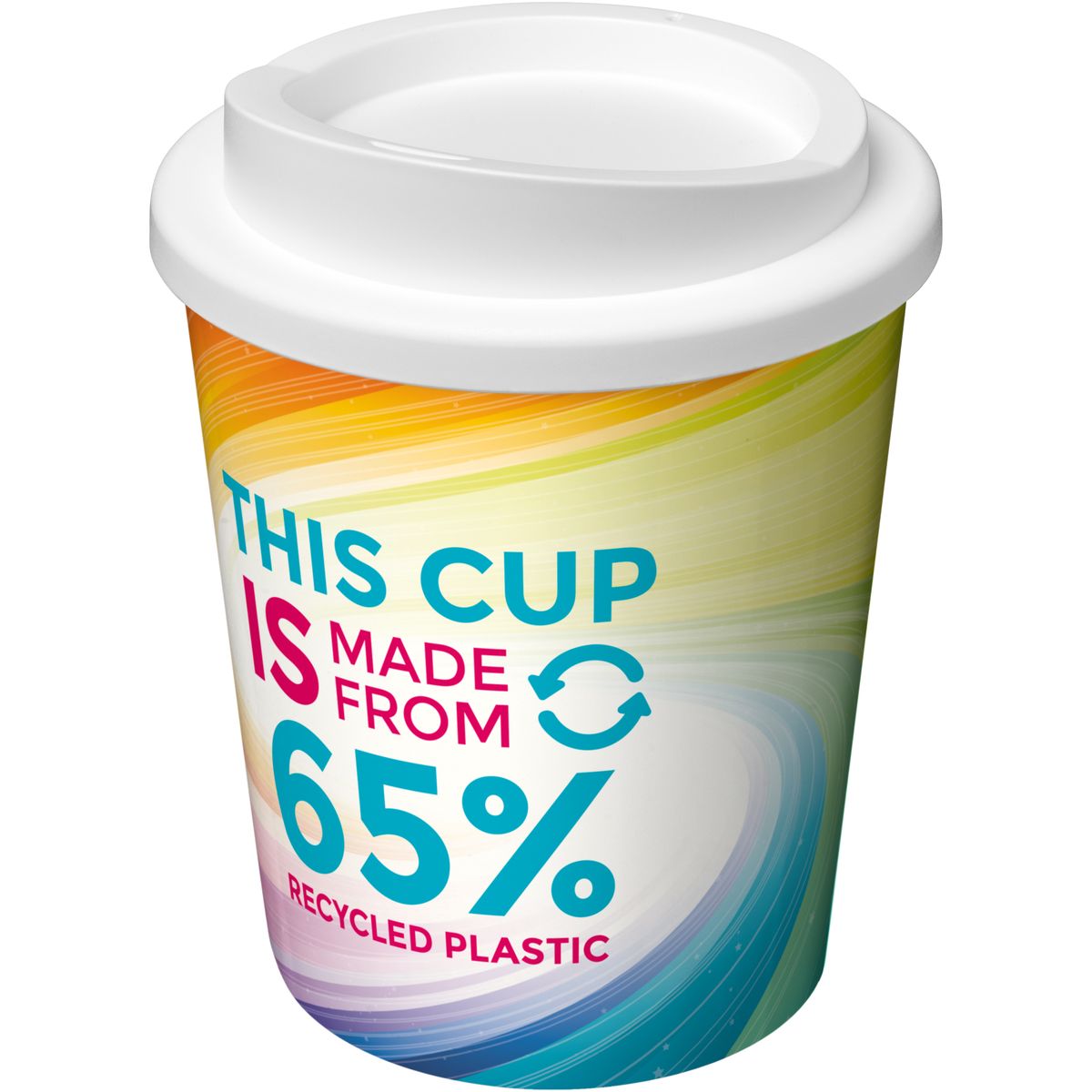 Tazze termiche da 250 ml con design a colori inglobato, riciclate al 65%